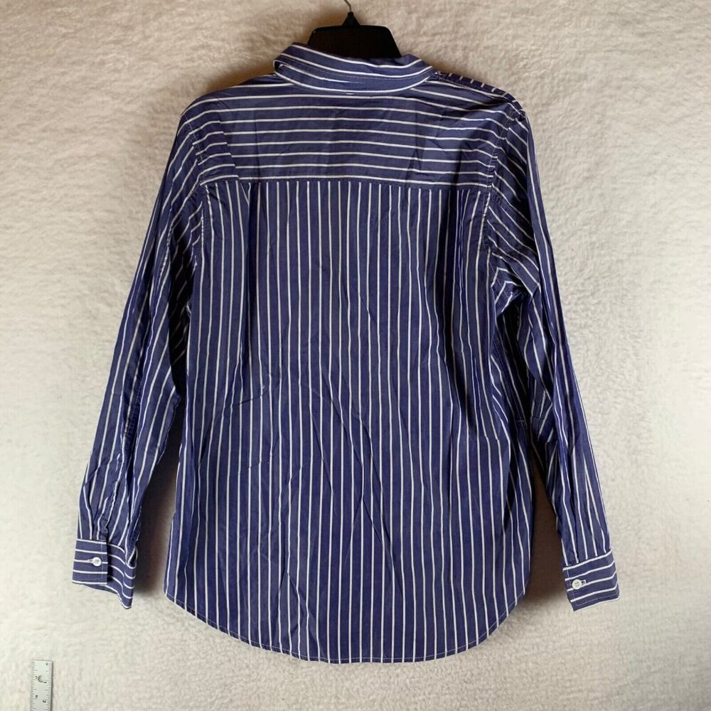 Karen Kane Easywear Women's Blue Striped Long Sleeve Button Up Shirt Size L 9247 - Picture 5 of 7